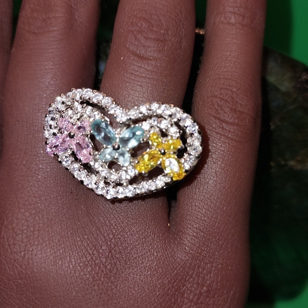 925 heart shaped cz ring